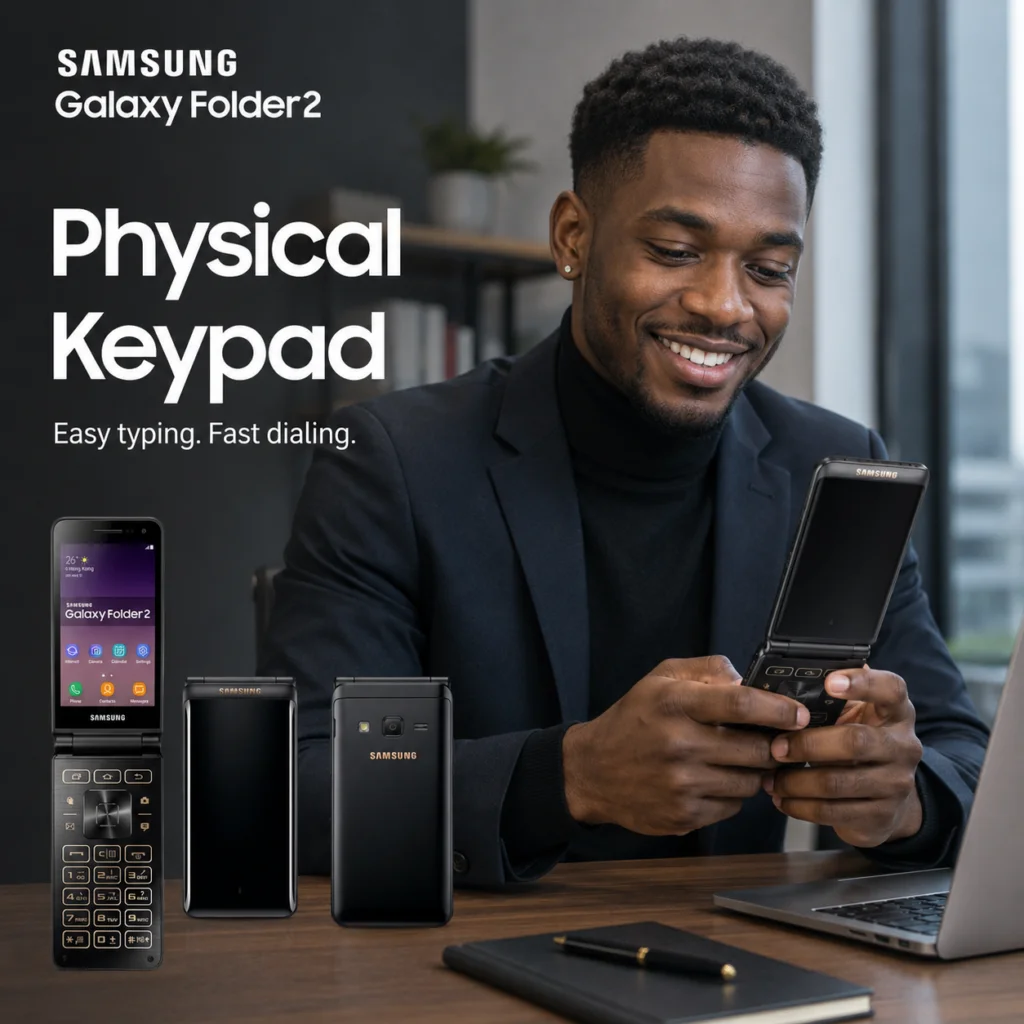 Samsung Galaxy Folder 2 with its physical keypad